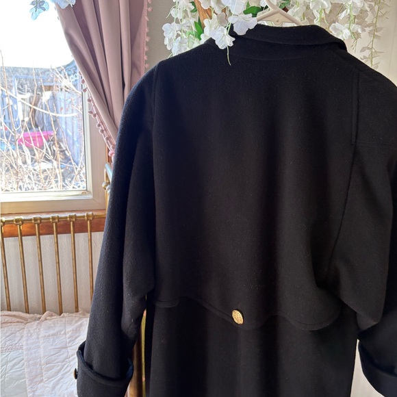 London Fog Black Trench Coat with Gold Buttons - Picture 5 of 6